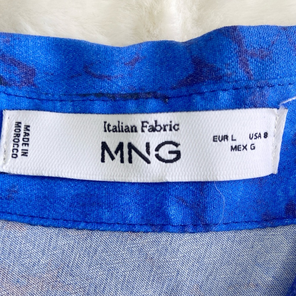 MNG MANGO Blue Abstract Print Trio Button-Up Shirt Women’s 8 - Picture 4 of 6